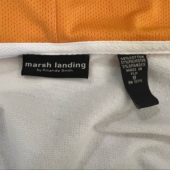 White and yellow Marsh Landing zip up hoodie, S, drawstring, yellow accents. - Picture 11 of 14